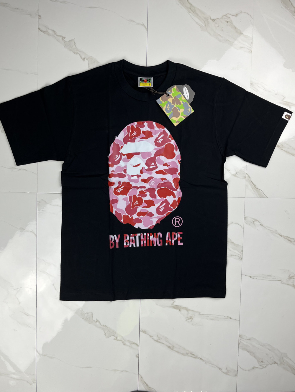 BAPE Black T-Shirt Purple Camo Ape Head Size S